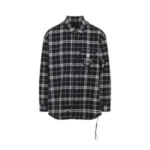 MASTERMIND JAPAN Plaid Skull and Crossbones Shirt Men BLACK Shirts